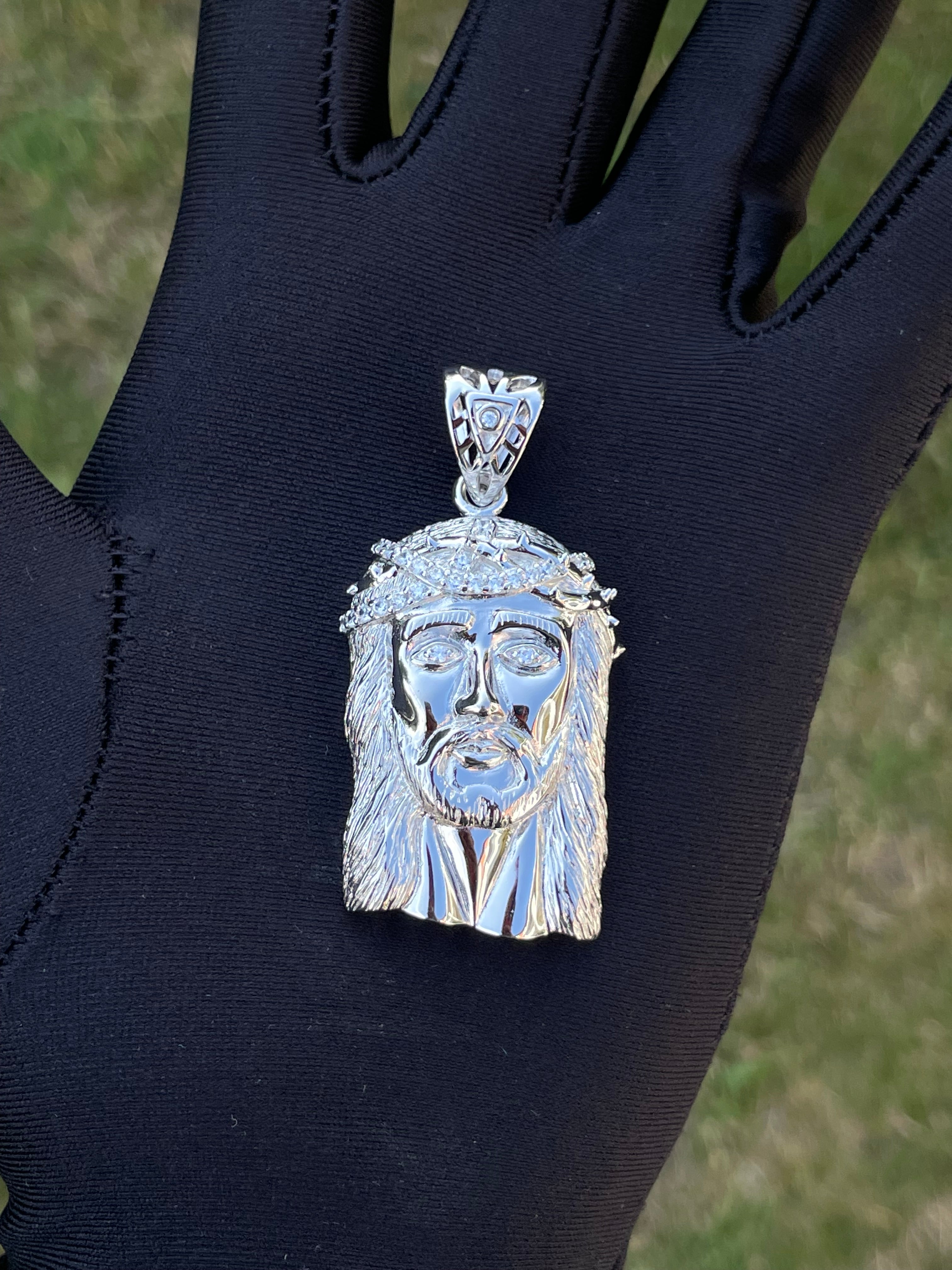 Large Diamond Jesus Pendant